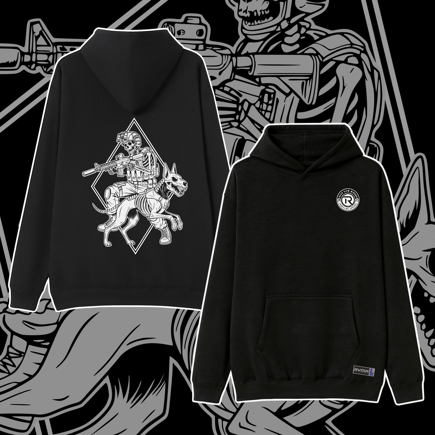 War Dog - Pocket Hoodie - Rear View Mirror Apparel