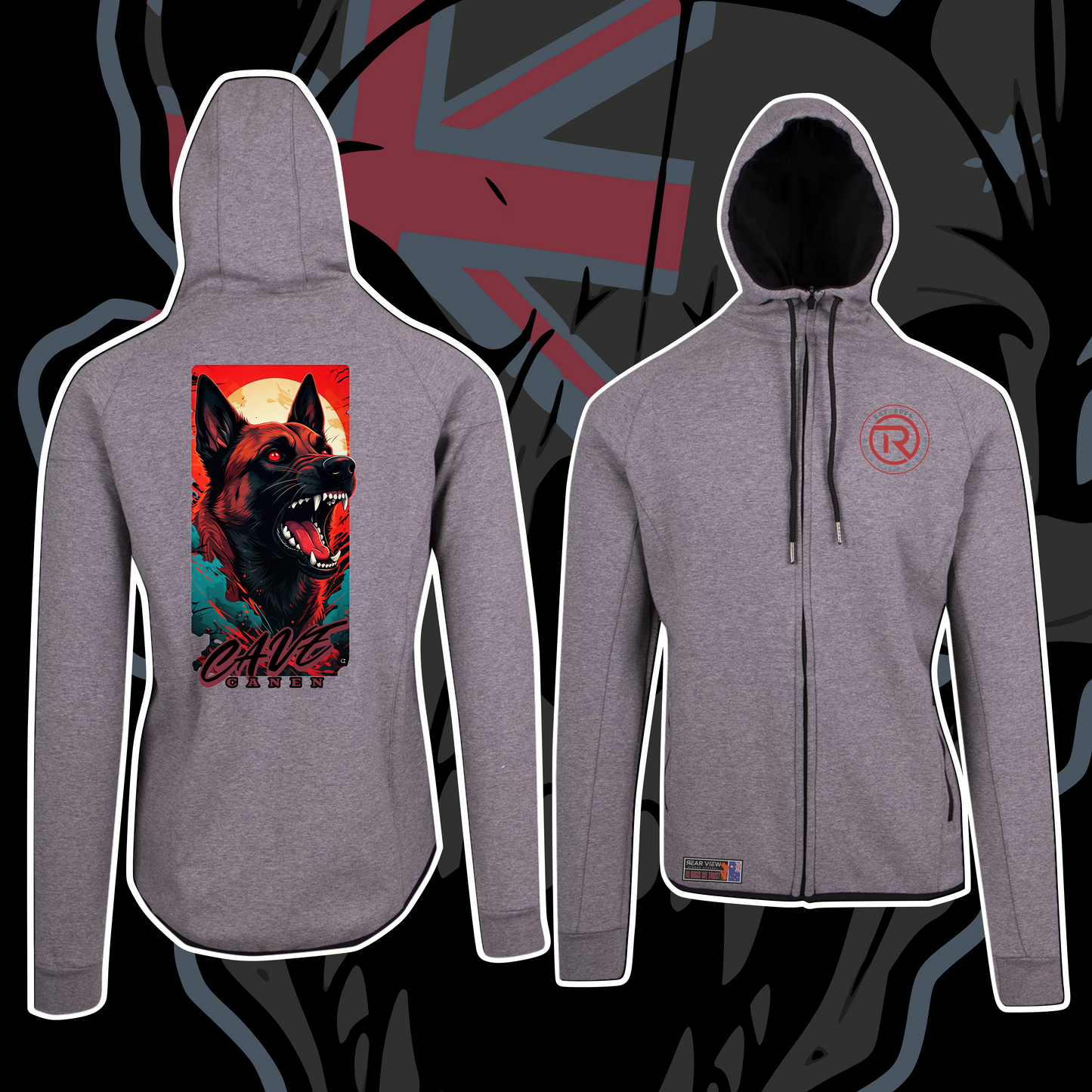 Cave Canem - Polar Fleece Hoodie -Rear View Mirror