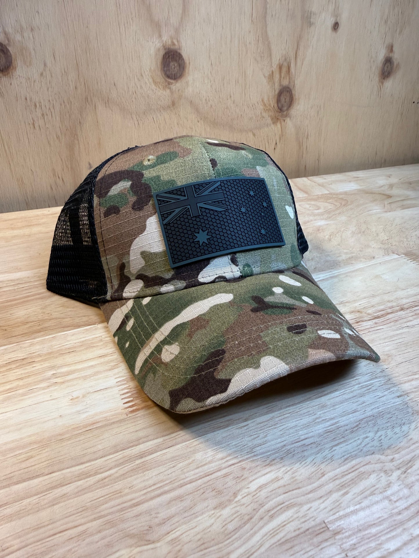 Camo Trucker Hat – PVC Subdued Australia Flag
