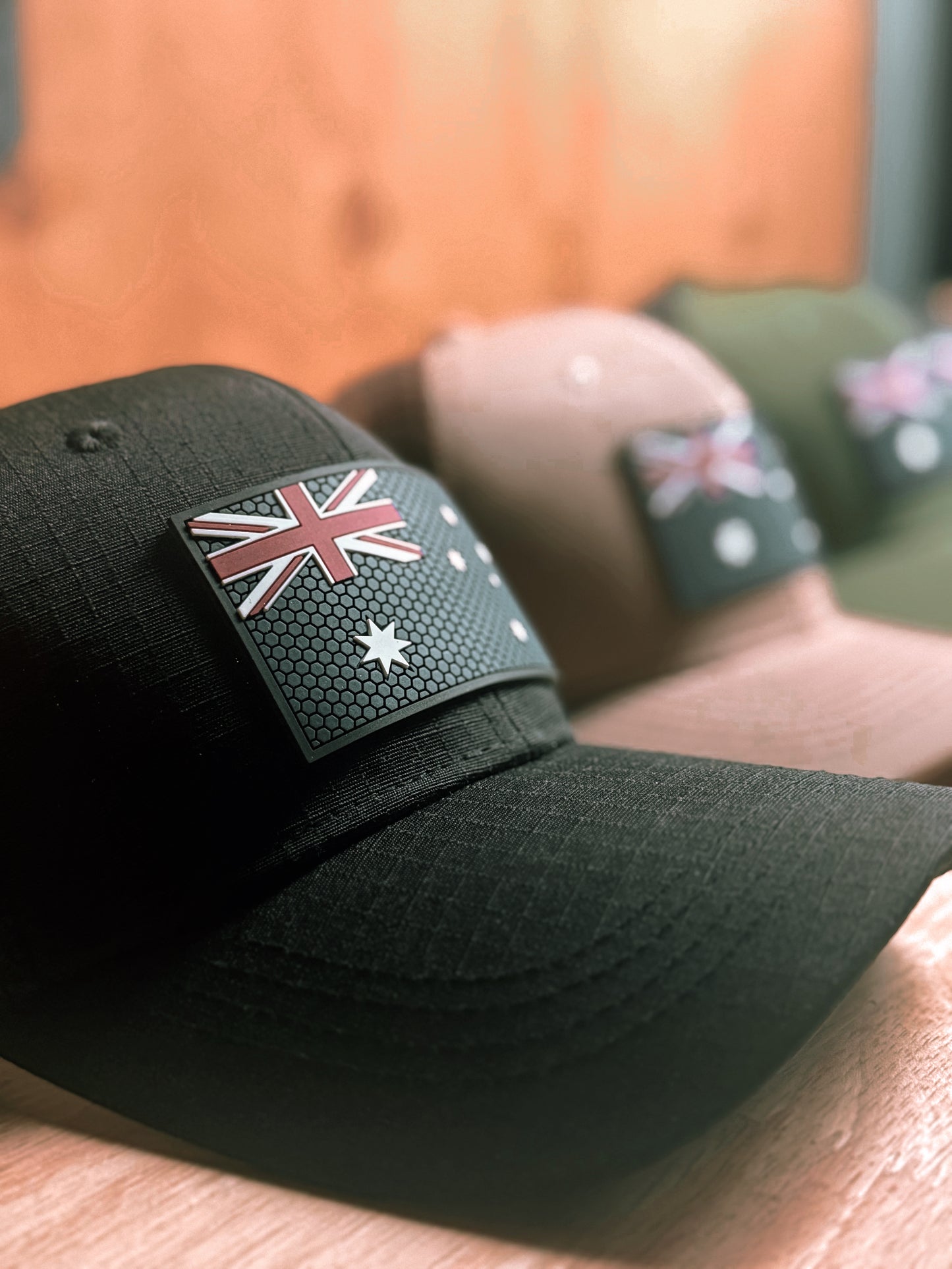 Black Multicam Trucker Hat – PVC  Australia Flag Colour