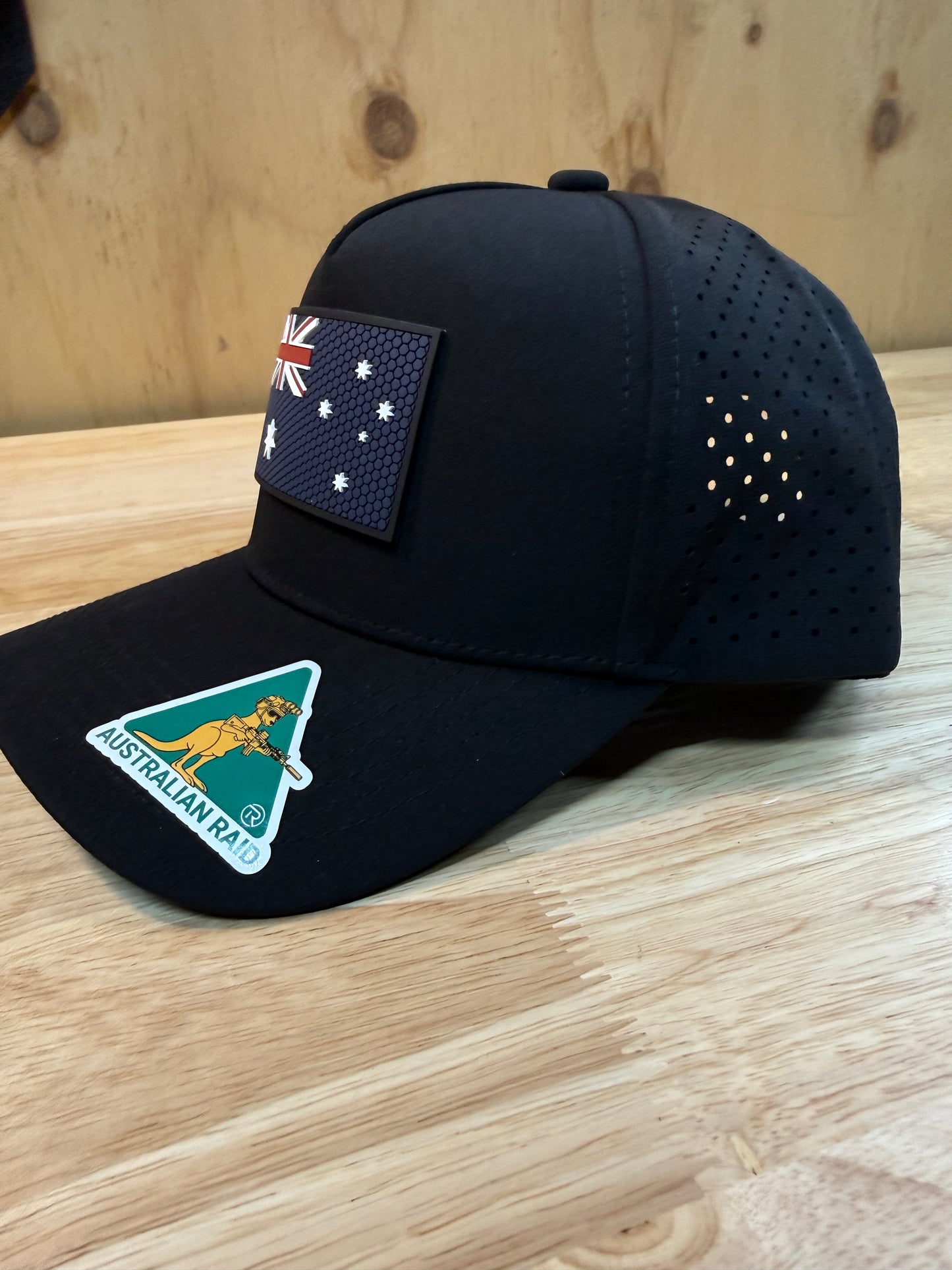 Black Cool Dry Snap Back Hat - PVC Colour Australia Flag