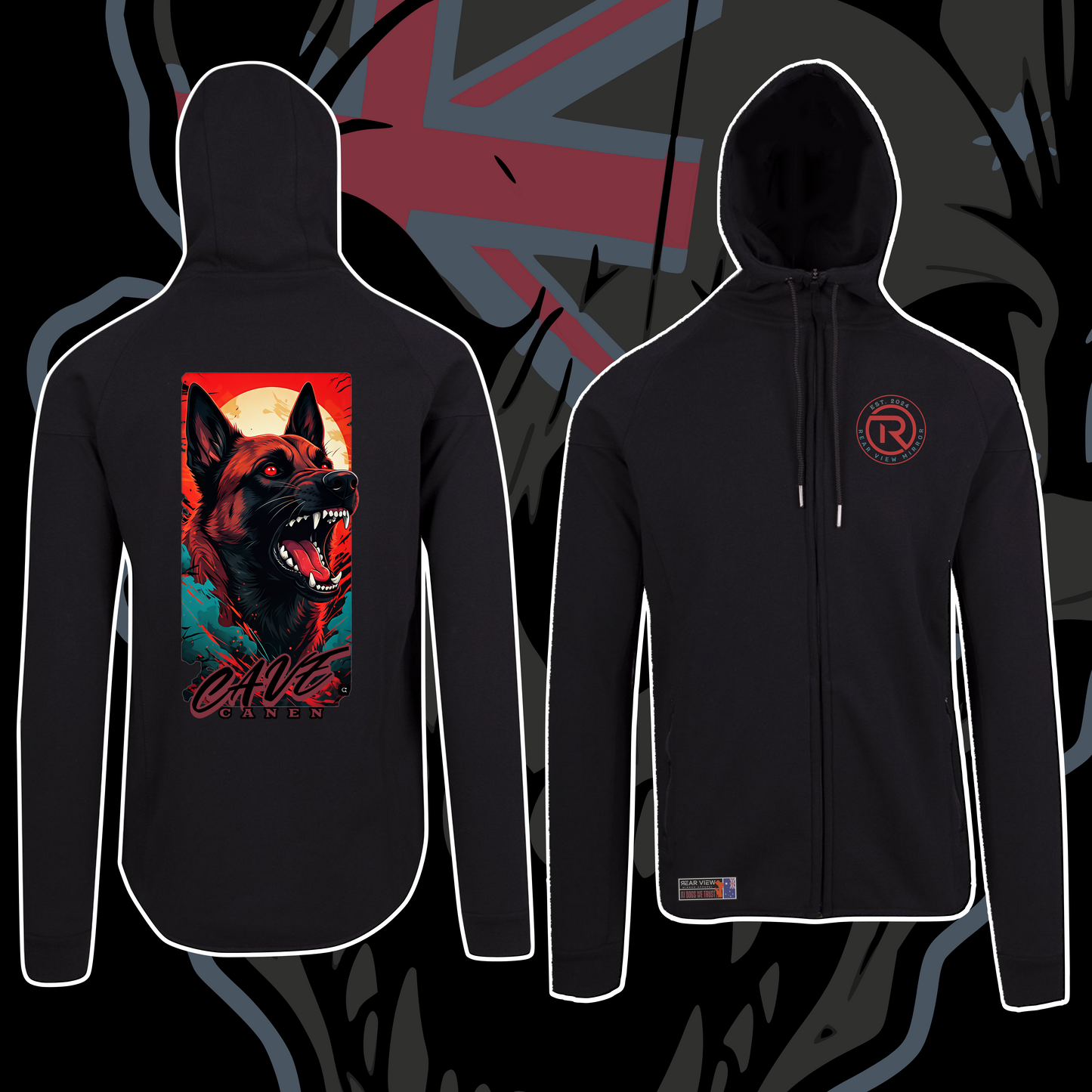 Cave Canem - Polar Fleece Hoodie -Rear View Mirror