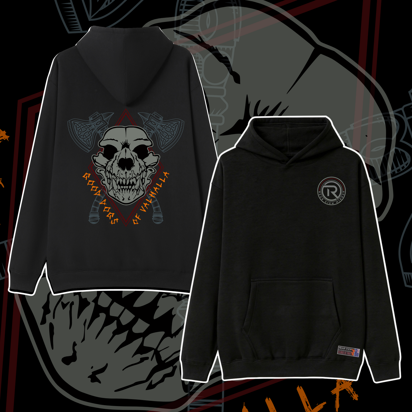 Good Dogs of Valhalla - Pocket Hoodie - Rear View Mirror Apparel