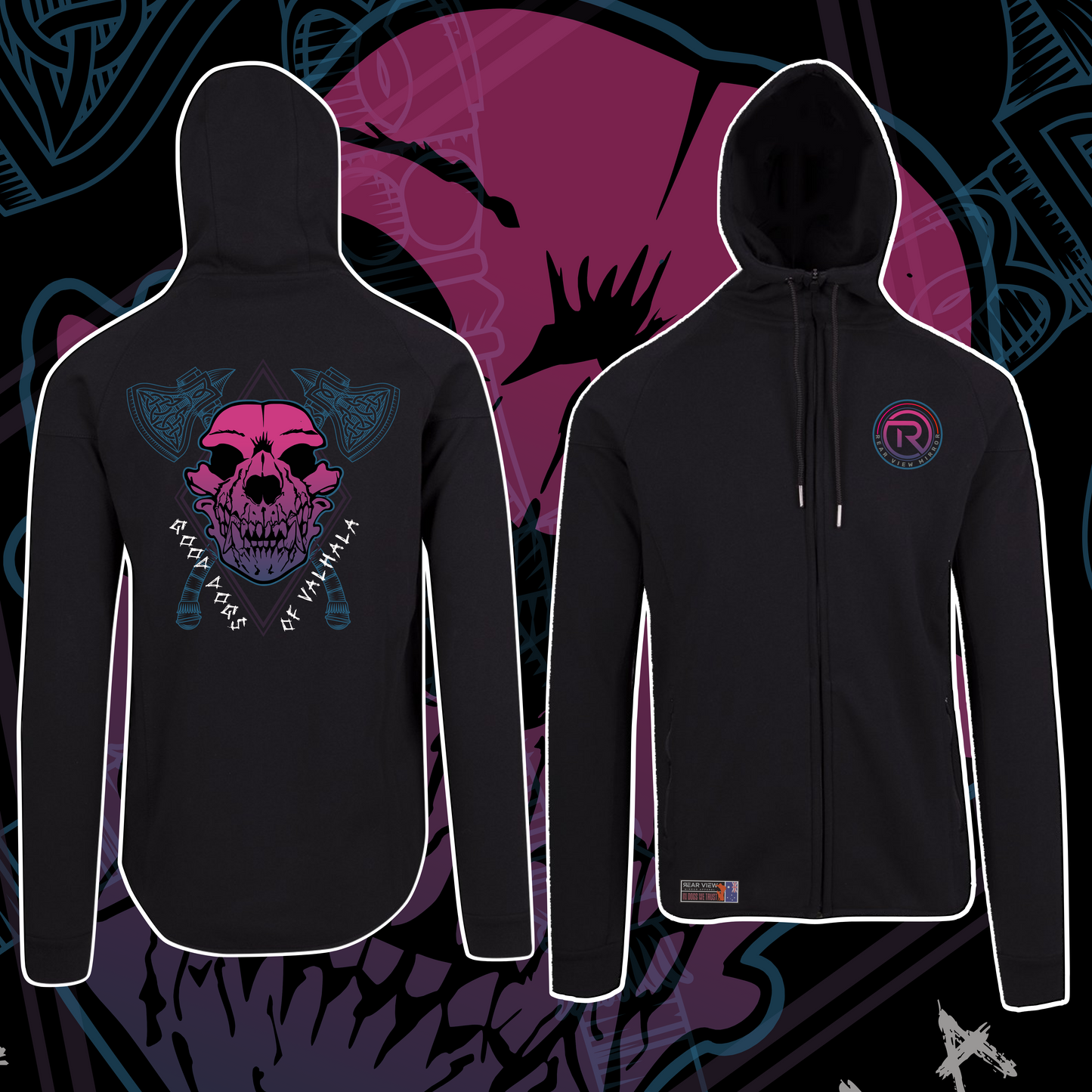 Good Dogs of Valhalla - Polar Fleece Hoodie - Rear View Mirror Apparel