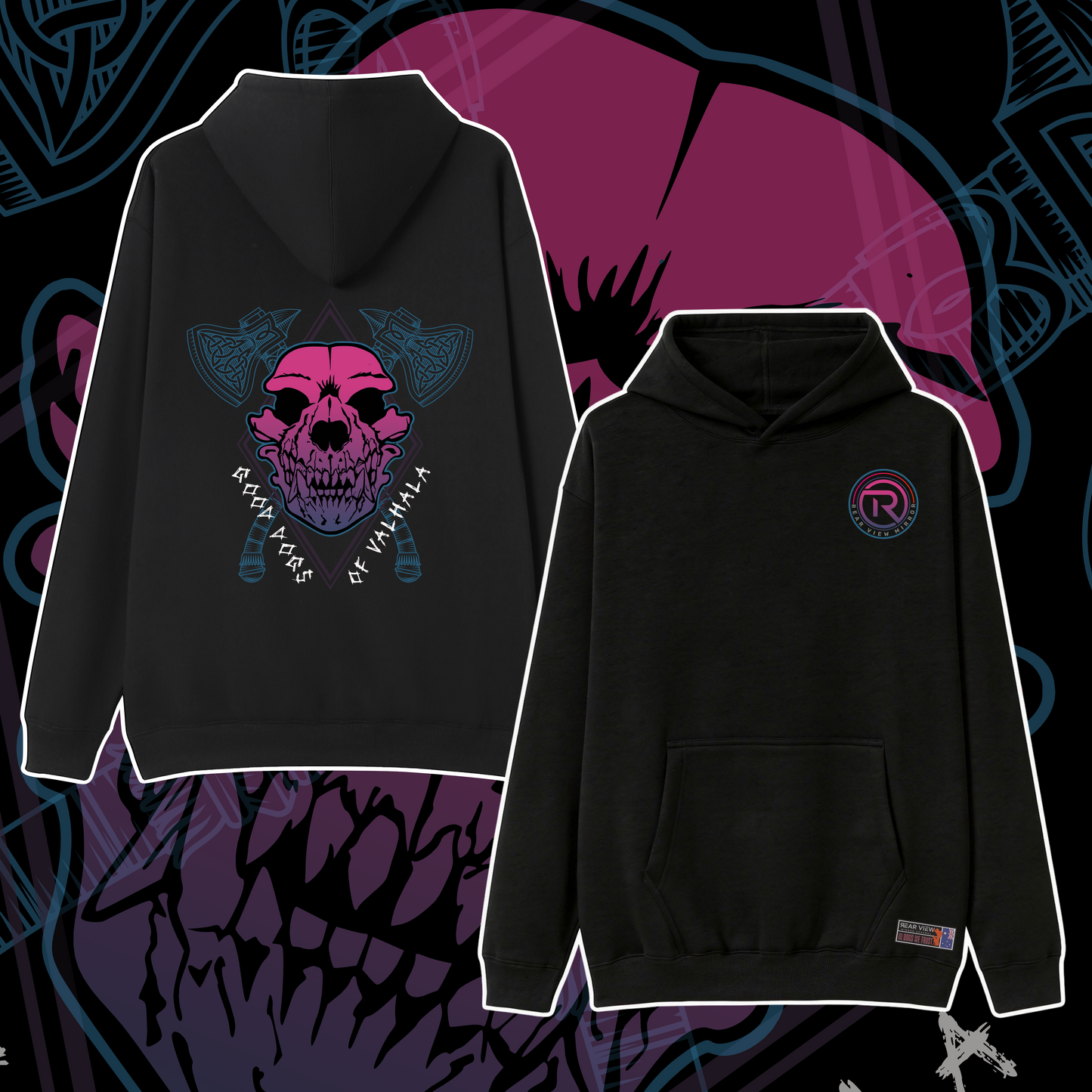 Good Dogs of Valhalla - Pocket Hoodie - Rear View Mirror Apparel