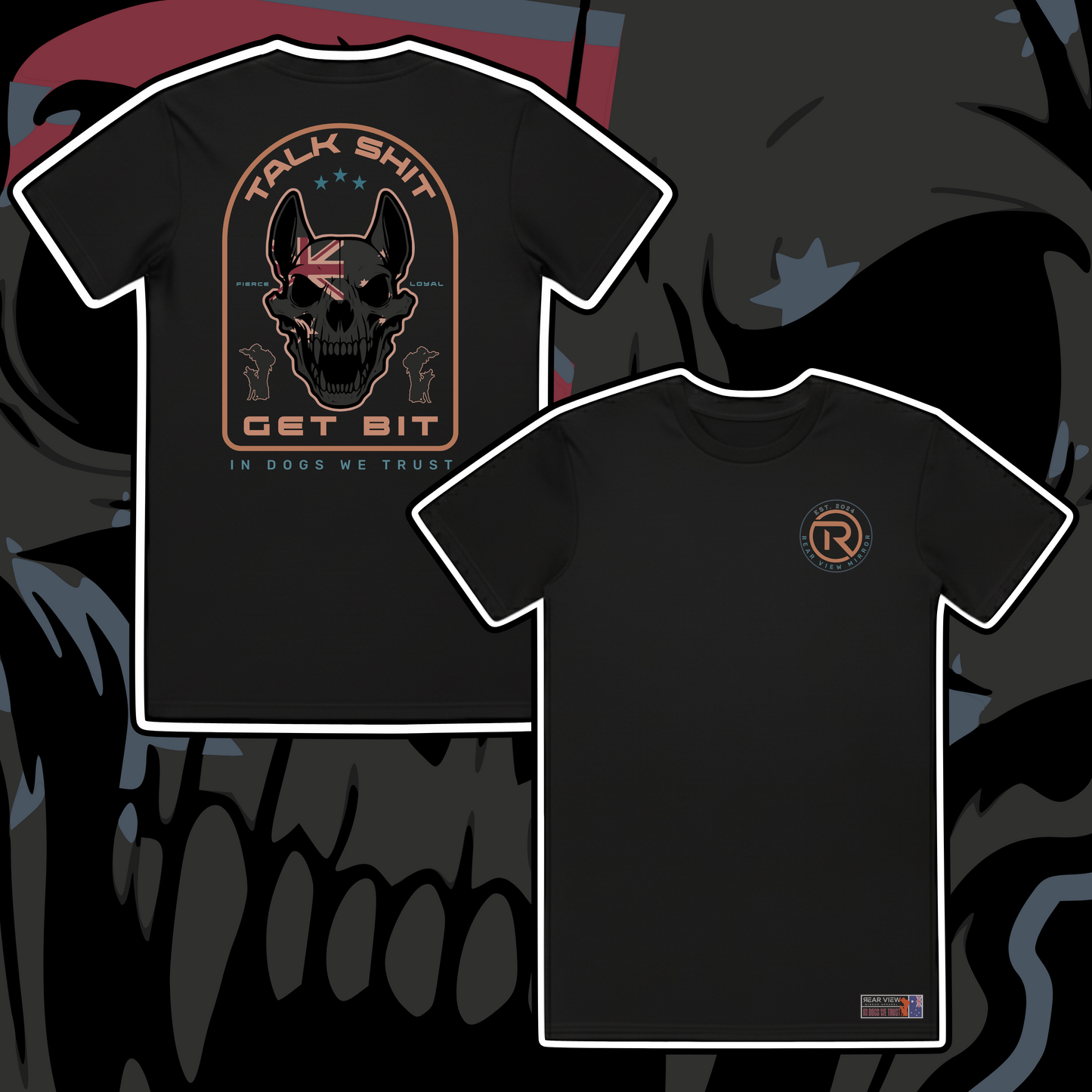 Talk Shit Get Bit - Staple Tee - Rear View Mirror  Apparel